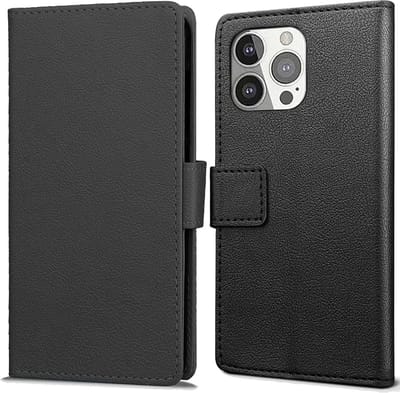 Just in Case hoesje geschikt voor iPhone 13 Pro Hoesje met Pasjeshouder - Bookcase Classic - Zwart