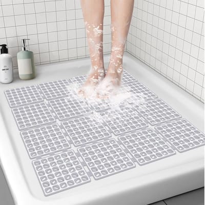 Vierkante Antislip Douchemat met Zuignappen en Afvoergaten - 60 x 60 cm