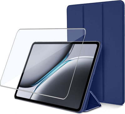 Geschikt voor Oppo Pad 3 Pro / OnePlus Pad 2 / OnePlus Pad Pro 12.1 - Hoesje + Screenprotector – Gehard Glas Cover + Shock Proof Case - Blauw