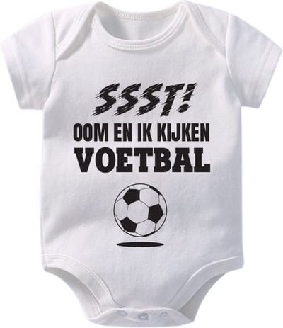 Hospitrix Baby Rompertje met Tekst "SSST! Oom en ik kijken Voetbal" | 0-3 maanden | Korte Mouw | Cadeau voor Papa | Aanstaande Vader | Vaderdag | EK voetbal 2024