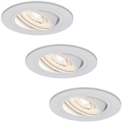 HOFTRONIC Set van 3 Pittsburg  LED inbouwspots - 6W 570lm - GU10 LED Module - Extra plat - 4000K neutraal wit - Dimbaar - Kantelbaar - Binnen - Wit