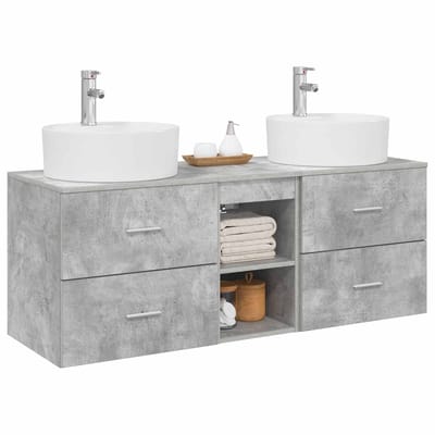 vidaXL - Badkamerkast - set - 3 - st - Betongrijs - 129 - x - 44,5 - x - 82 - cm