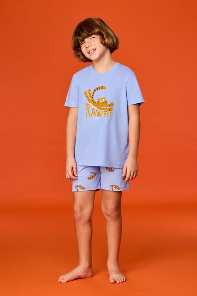 Woody Jongens Pyjama - tijger - blauw - 261-10-PUS-Z/840 - maat 116