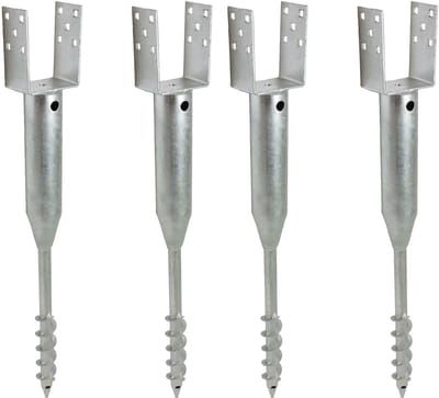 TRUTZHOLM Grondbus 10x10 cm om te Schroeven Set van 4 - U-Profiel Grondanker 86.5cm - Thermisch Verzinkt Paalhouder 100mm