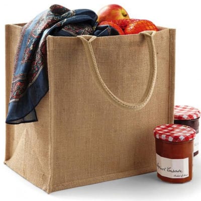 Jute boodschappentas - 14 liter - naturel - shopper - klein - 30 x 30 x 16 cm