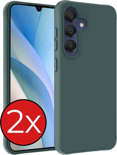 Hoesje - 2 Stuks - Geschikt voor Samsung Galaxy A15 - Sterk & Shockproof - Telefoonhoes - Back Cover - Case Siliconen - Telefoon Hoes - Donkergroen