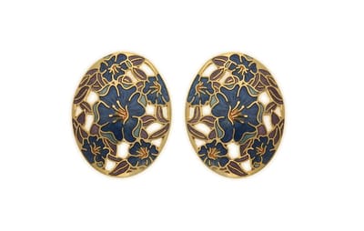 Behave - Oorringen dames - bloemmotief - blauw - 2,7 cm