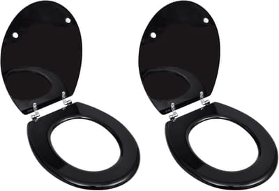 Toiletbril MDF - Zachte sluiting deksel - Badkamer renovatie - Universeel verstelbaar - 45 x 36 cm - Zwart bruin