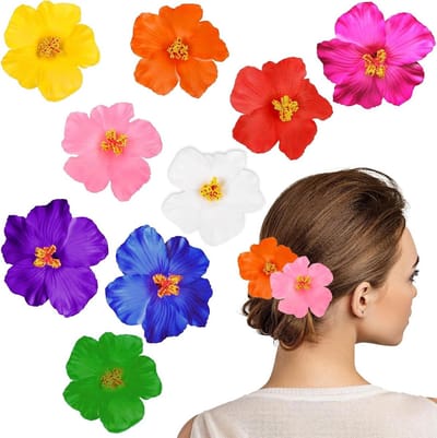 Dailygoods- Haarclips 9 Stuks - Boheemse Bloem Haarspelden - Hawaiiaanse Haarclips - Kunstmatige Tropische Bloemclips - Voor Bruiloft - Hoogwaardig EVA Materiaal