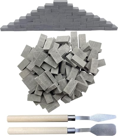 150PCS Miniatuur Grijze Muurstenen - Neppstenen met Schraper voor Model Tuin en Landschapsdecoratie, 1:16 Schaal