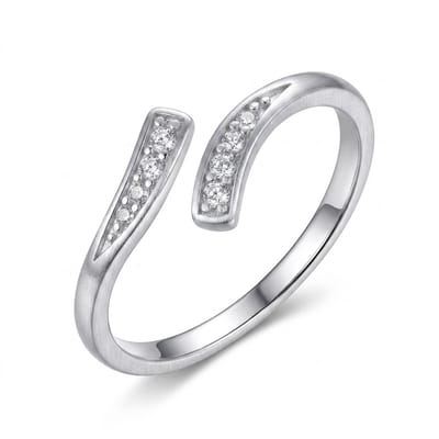 Zilverkleurige teenring dames verstelbare teenring open design met transparante steentjes minimalistische teenring smalle band elegante zomer sieraden accessoire