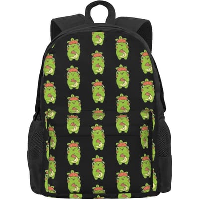 Schattige Kikkerprint Rugzak Kleurrijke Dieren Wandelrugzakken Meisjes Design Print High School Tassen Esthetische Rugzak 36x32x10cm