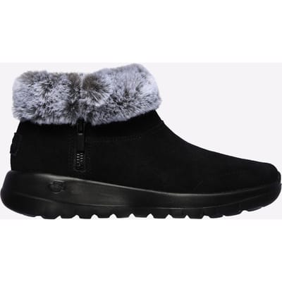 Skechers On The Go Joy Savvy Wide Suède/Nepbont Dames Zwarte/Grijze Laarzen