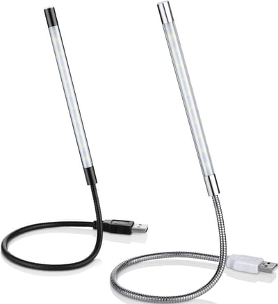 Pack van 2 Flexibele USB LED Leeslampen met Dimbare Touchschakelaar voor Laptop en Boekverlichting