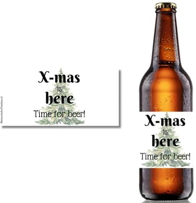 Bieretiket Kerst – X-mas is here Time for Beer – Origineel Cadeau Kerstmis – Etiket Bierflesje 30cl 33cl