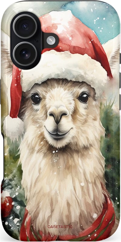 Casetastic hoesje geschikt voor Apple iPhone 17 - MagSafe - Dubbellaagse bescherming - Kerst Lama - Fashion Case - Taupe Lichtgrijs Donkergrijs Saliegroen