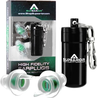 Supearior muziekfilter oordopjes voor festival, feesten en concerten - aluminium opbergkoker met musketonhaakje voor op sleutelhanger - partyplug oordoppen - gehoorbescherming voor volwassenen - party ear plugs - motor rijden