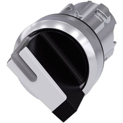 Siemens 3SU10522BF600AA0 3SU1052-2BF60-0AA0 Knevelschakelaar Metalen frontring, Hoogglans Knevel Zwart, Wit 1 x 90 ° 1 stuk(s)