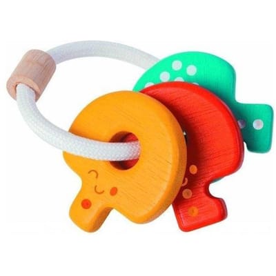 PlanToys Houten Sleutels Rammelaar Baby- en peuterspeelgoed Houten speelgoed