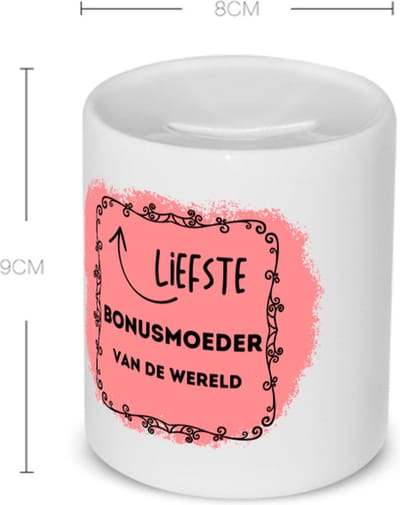 Akyol - liefste bonusmoeder van de wereld Spaarpot - Moeder - de liefste bonusmoeder - moeder cadeautjes - moederdag - verjaardag - geschenk - kado - 350 ML inhoud