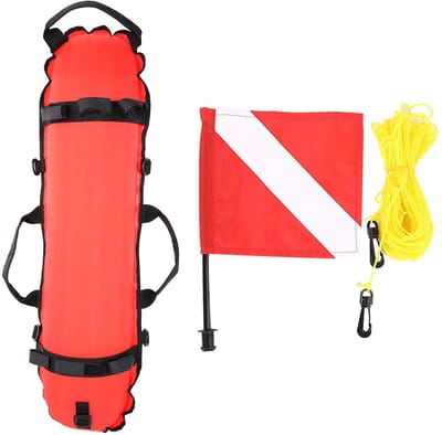 Dailygoody - Torpedo Boje - Duikaccessoire - Professionele kwaliteit - Oranje - Automatische luchtvergrendeling - 20 meter touw - Geschikt voor duiker