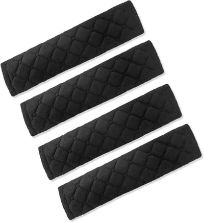 Set van 4 Zachte Schouderbeschermers voor Autogordel - Comfortabele Neksteun en Veiligheidspads in Zwart