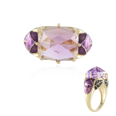 Cavill - Zilveren ring met 7,2 ct Lavendel Amethist uit Brazilië - 925 Sterling Zilver Verguld - Elegante Vintage Damesring met Antieke Roos Slijpvorm