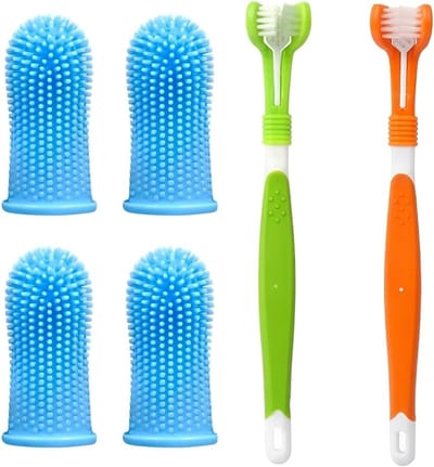 360 Graden Silicone Tandenborstels voor Honden en Katten - 6 Stuks voor Optimale Mondverzorging en Tandhygiëne