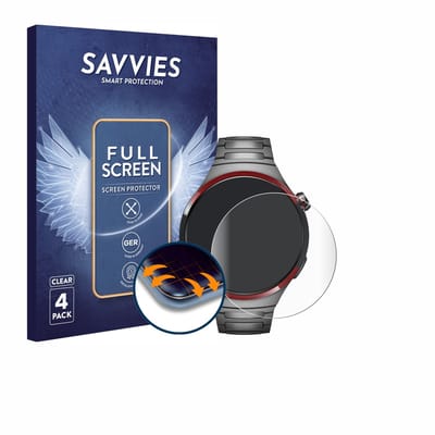 Savvies - Screenprotector voor Huawei Watch 4 Pro Space Edition - Folie Beschermfolie transparant volledig dekking 4 Stuks