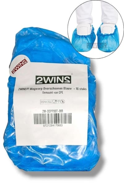 2WINS® Stevige Schoenhoesjes - Waterdicht - Schoenovertrek - Overschoenen - Shoe Cover - Wegwerp - Blauw - 10 Stuks (B2)