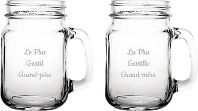 Drinkglas gegraveerd - 45cl - Le Plus Gentil Grand-père & La Plus Gentille Grand-mère