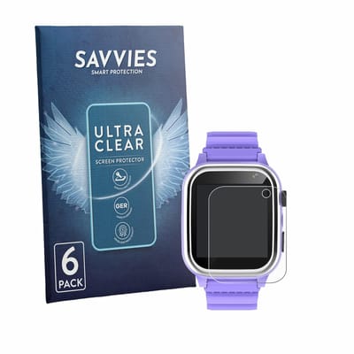 Savvies - Screenprotector voor kaacly Kids Smartwatch 1.44" - Folie Beschermfolie transparant 6 Stuks