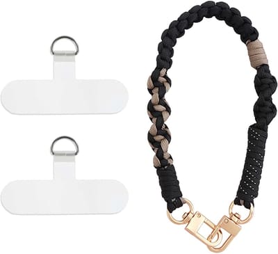 Anti-diefstal Polsband voor Mobiele Telefoon met Camera, Zwart met 2 Witte Clips, Veilig en Handig Accessoire