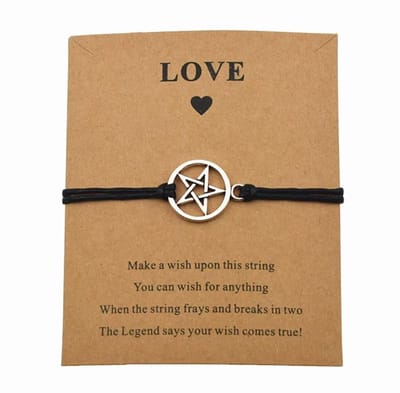 Akyol - Love armband-armband als cadeau-pentagram - armband voor gothic - satan armband - armband gift -pentagram armband - satan armband - pentagram - armband kado - armband met steen - Zwarte armband - Zwarte armband met hanger hangertje - Zwarte A