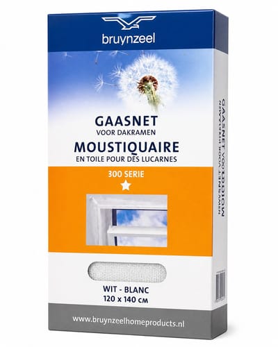 Bruynzeel Dakraam Hor S300 – Moustiquaire 120x140 cm – Wit – Insectenhor – Zelfklevend – Voor Dakrame