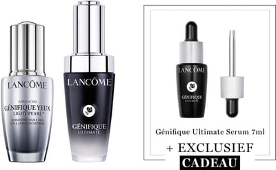 Lancôme Génifique 2-Step Anti Rimpel Moisturizer Skincare Routine: Serum | Oogserum + Cadeau - Génifique Ultimate Serum 30ml & Advanced Genifique Light Pearl Oogserum 20ml + Génifique Ultimate Serum 7ml Cadeau