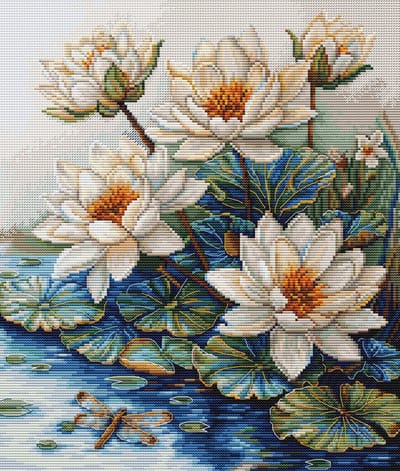 Borduurpakket Luca-S - Lake with Waterlilies - Meer met Waterlelies - B7039