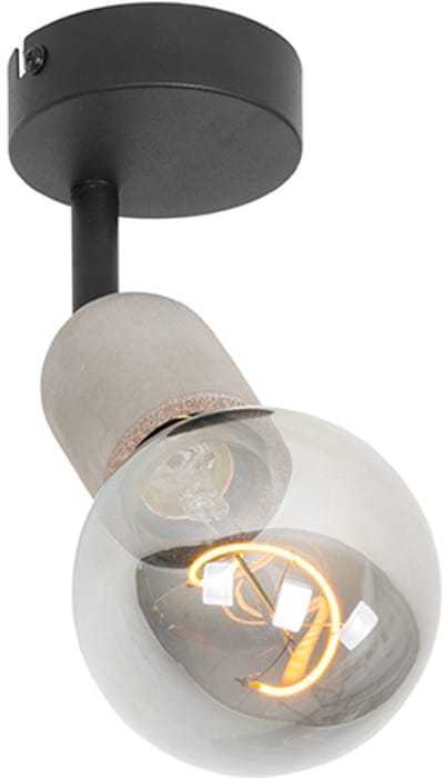 QAZQA pedra - Industriele Plafondlamp en wandlamp - 1 lichts - L 9 cm - Zwart - Industrieel - Woonkamer | Slaapkamer | Keuken