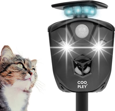 Ultrasone Dierenverjager voor Buiten – Zonne-energie – Bewegingsdetectie – Geschikt voor Diverse Dieren – Zwart