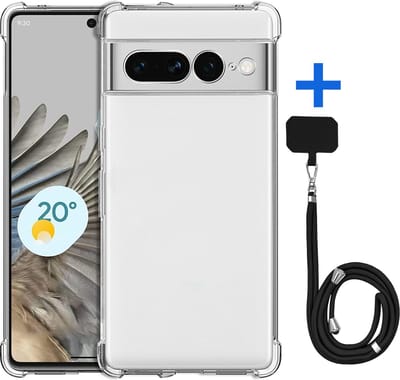 Hoesje geschikt voor Google Pixel 7 Pro hoesje met koord - siliconen shockproof backcover - transparant