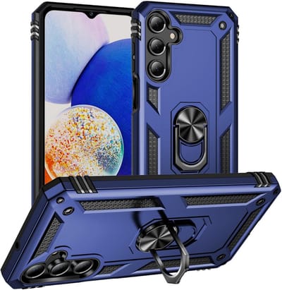 Casemania Hoesje Geschikt voor Samsung Galaxy A36 - Blauw - Anti-Shock Hybrid Armor Back Cover - Hoes met Kickstand Ring