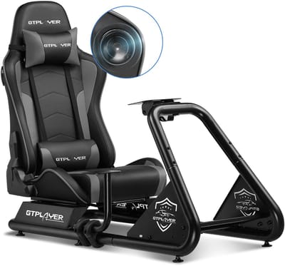GTPLAYER - Simulator Cockpit - Met Luidsprekers en Stuurwiel Steun - Grijs