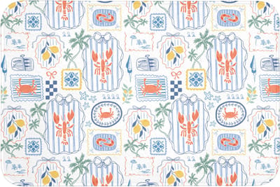 Badmat 90x60 cm - Antislip - Patroon - Zomer - Illustraties - Badmatten voor badkamer - Badkamermat - Douchemat - Badkamer mat