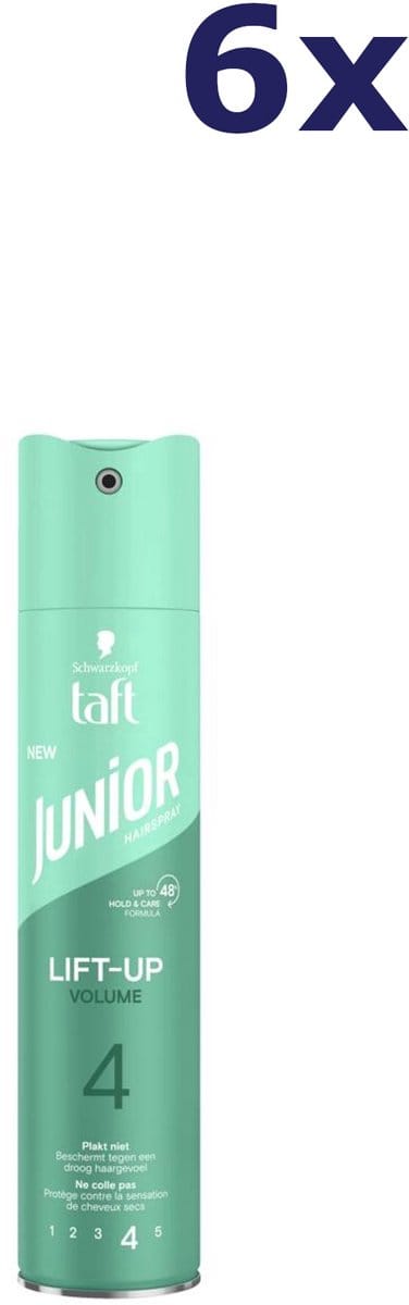 Taft Junior Hairspray Ultra Lift-Up Volume - 6 x 250 ml - Voordeelverpakking