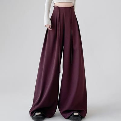 Koreans pak Wijd uitlopende broek voor dames In de herfst Nieuw Hoge taille Hangend Slank Los Grote pijpen Casual Vloerlange broek XL black