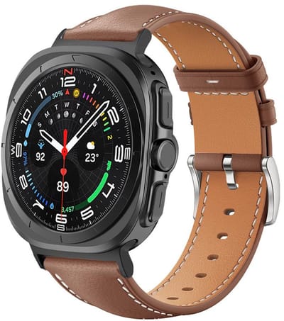 Leren bandje - geschikt voor Samsung Galaxy Watch Ultra (47mm) / Ultra 2025 (47mm) - band van leer rvs gesp - bruin