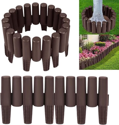 Gazonrand Kunststof - Bloembedrand Tuin - Tuin Aftimmeren - Houtlook Design - 28 m 10 Stuks - Bruin