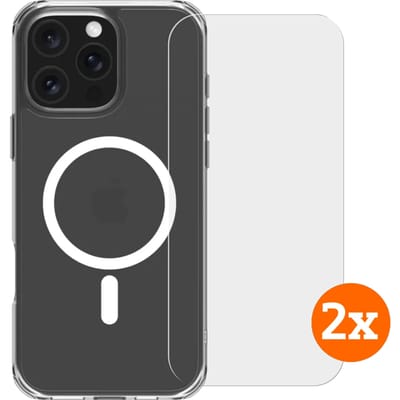 BlueBuilt Protective Back Cover met MagSafe iPhone 16 Pro Max + Screenprotector Duo Pack