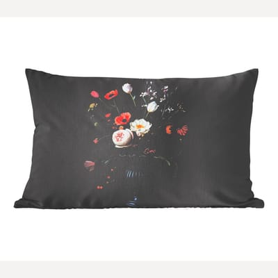 Sierkussens - Kussentjes Woonkamer - 60x40 cm - Bloemstuk - Vaas - Zwart