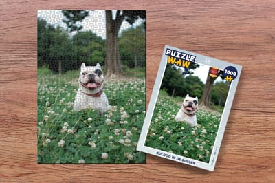 Puzzel Hond - Bulldog - Bloemen - Legpuzzel - Puzzel 1000 stukjes volwassenen